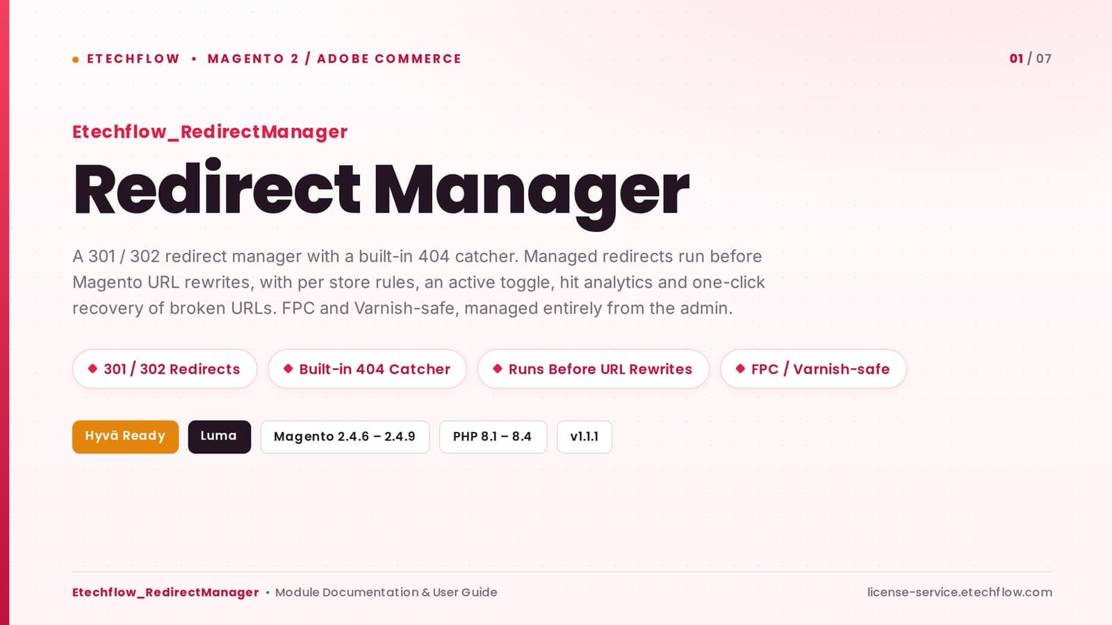 Redirect Manager — manage 301 and 302 redirects in Magento 2