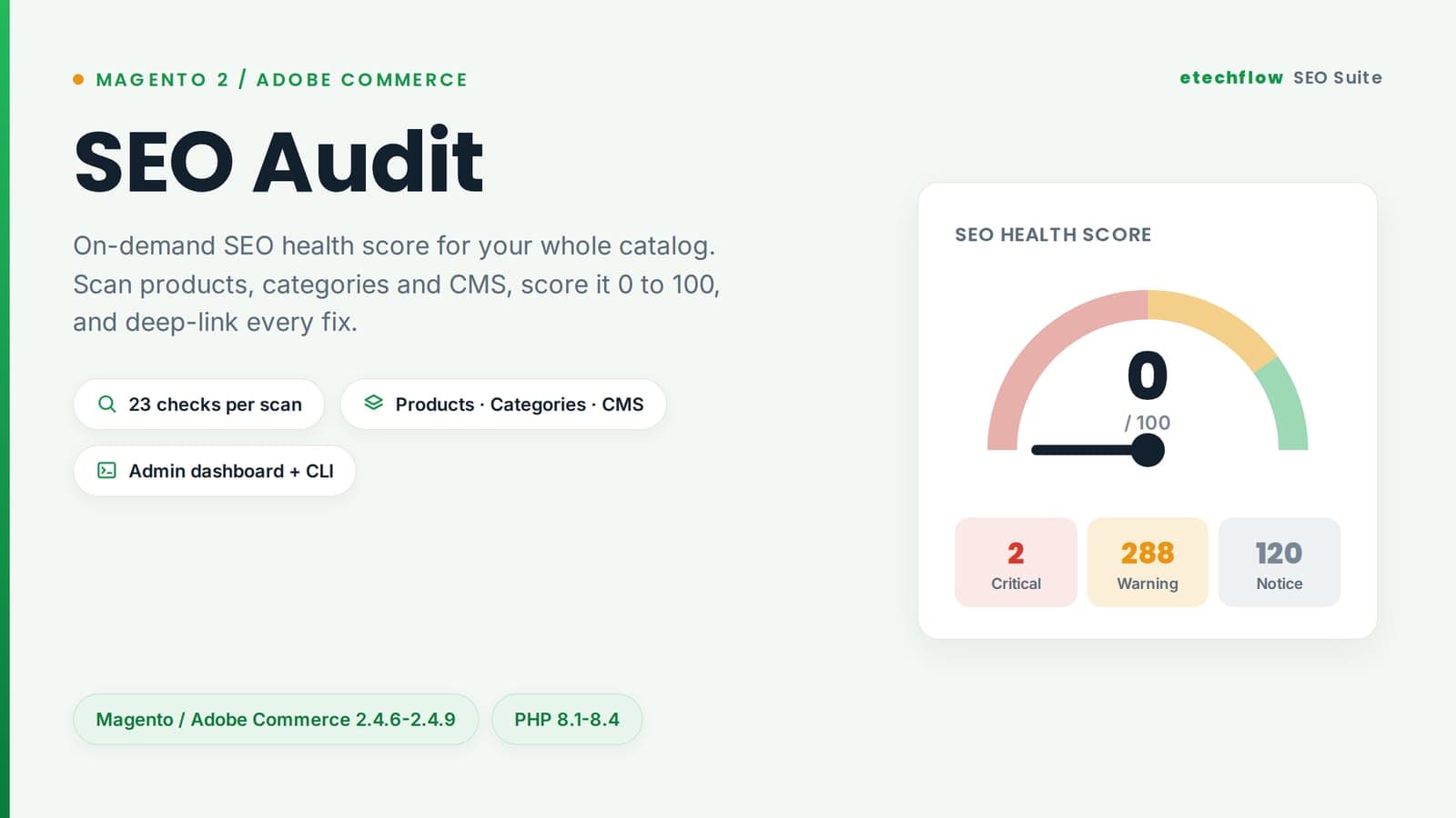 SEO Audit — on-demand SEO health audit for Magento 2